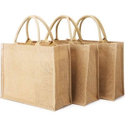 İyi bir fiyat. Tekrar kullanılabilir basılı jut torbaları, marketler için paketleme için Tote burlap torba çevrimiçi