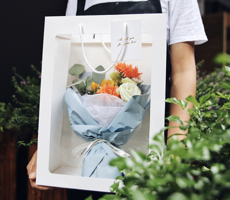 İyi bir fiyat. Biyodegradable Takeaway Paper Bag Packaging With Window For Grocery Gifts 450gm çevrimiçi
